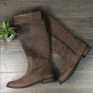 Clarks Brown Leather Knee-High Riding Boots